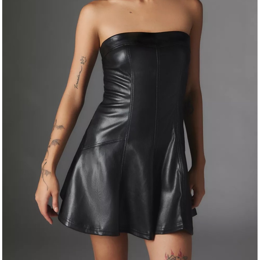 Urban Outfitters Silence+ Noise Caridee Strapless Faux Leather mini dress